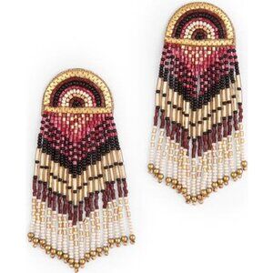 Deepa Gurnani Lisander Beaded Fringe Drop Earrings
